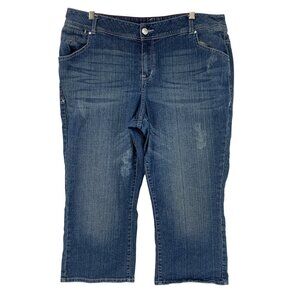 Lane Bryant Womens Denim Capri Jeans Size 20 Medium Wash Stretch Cotton Blend